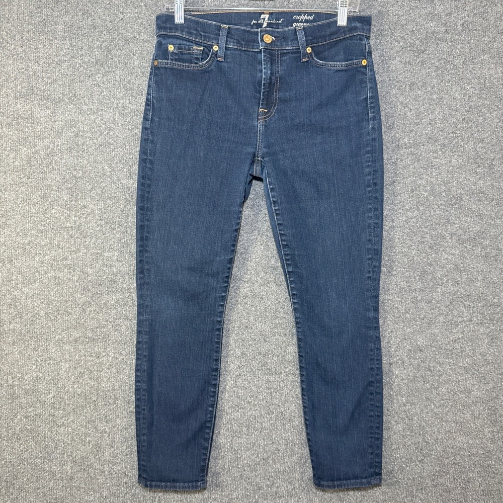 7 For All Mankind Jeans Womens 29 Mom Jeans Cropped Gwenevere Quiet Luxury EUC